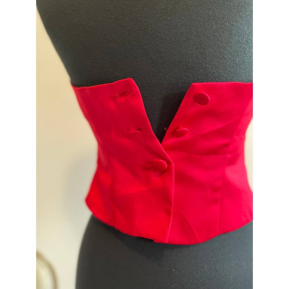 VTG Tom Barra Red Satin Halter Top Size 4 - Picture 4 of 7